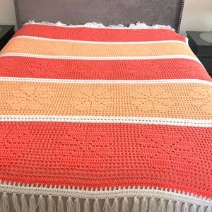 HandMade Bright Color throw blanket‎ crochet 🧶